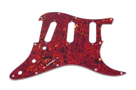 Allparts Stratocaster SSS Tortoise Red Schlagbrett 11 Loch 3-lagig