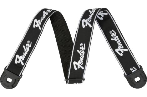 Correa de guitarra Fender Quick Strap Monogrammed en blanco y negro