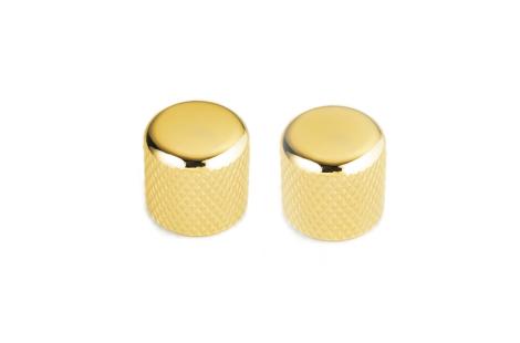 Paire Boutons Telecaster Dôme Gold pour potentiomètres CTS Axe Lisse