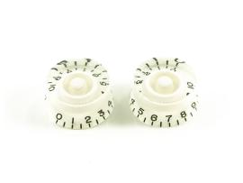 Par de perillas Speed Knob blancas con letras negras para Fender y Gibson