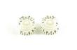 Pair of White Speed Knob knobs with black lettering for Fender and Gibson