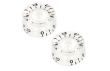 Paire de boutons Speed Knob Vintage Transparent lettrage noir guitares Fender et Gibson