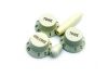 Potentiometer knobs Allparts Stratocaster Mint Green Gold lettering