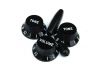 allparts Standard black knob set for Stratocaster potentiometer white lettering