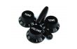 Standard black knob set for Stratocaster potentiometer white lettering