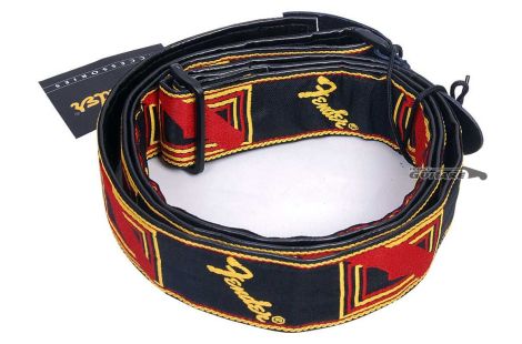 Fender Monogramed Logotype Guitar Strap Red Yellow
